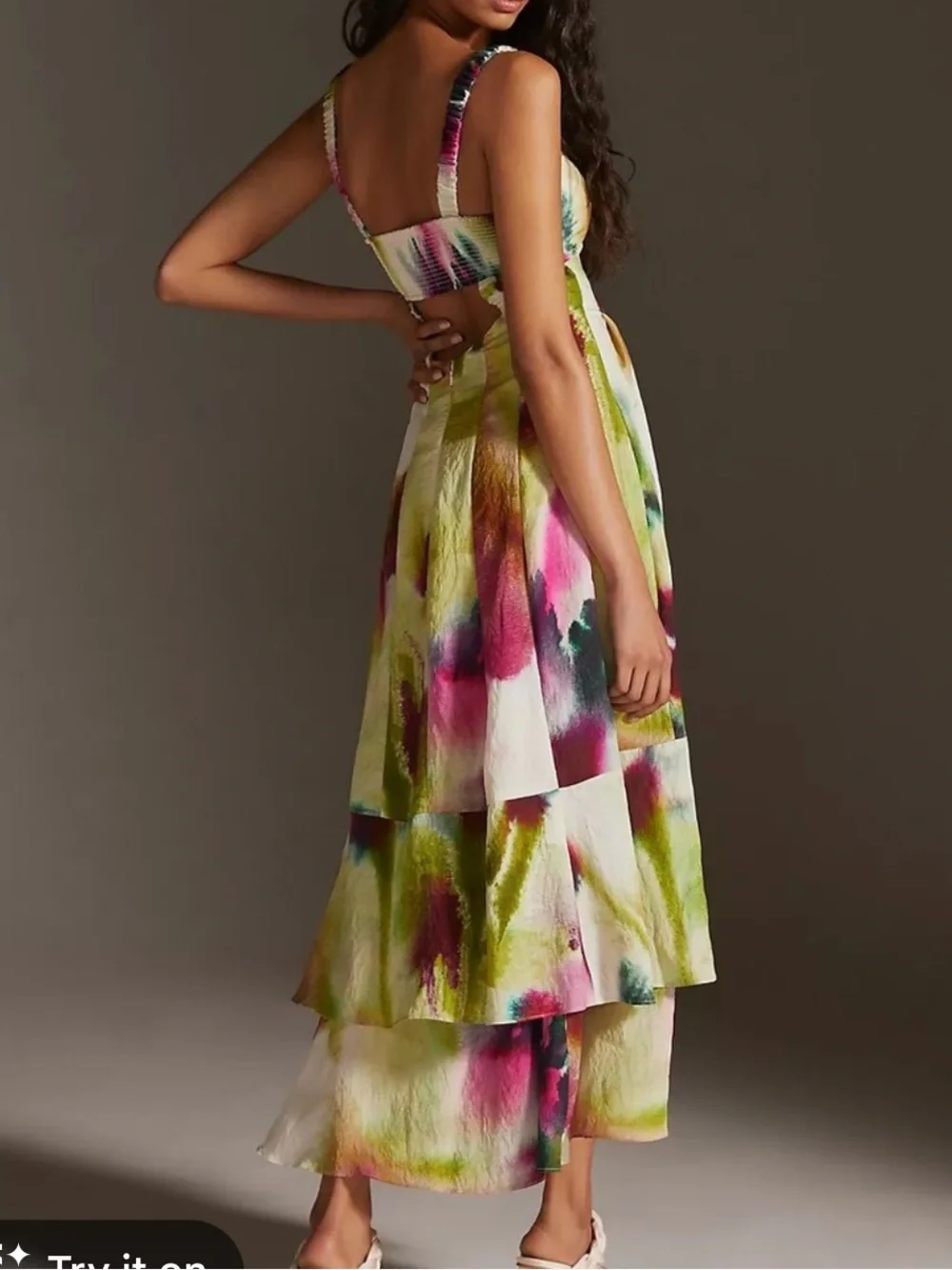 Anthropologie Tiered Maxi sleeveless retro pop Dress event cocktail formal